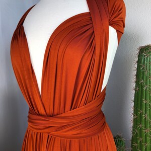 Robe de demoiselle d'honneur ORANGE BRLÉ / longueurs personnalisées / robe convertible / robe infini / robe multivoies / robe multi portefeuille / grande taille / petite image 8