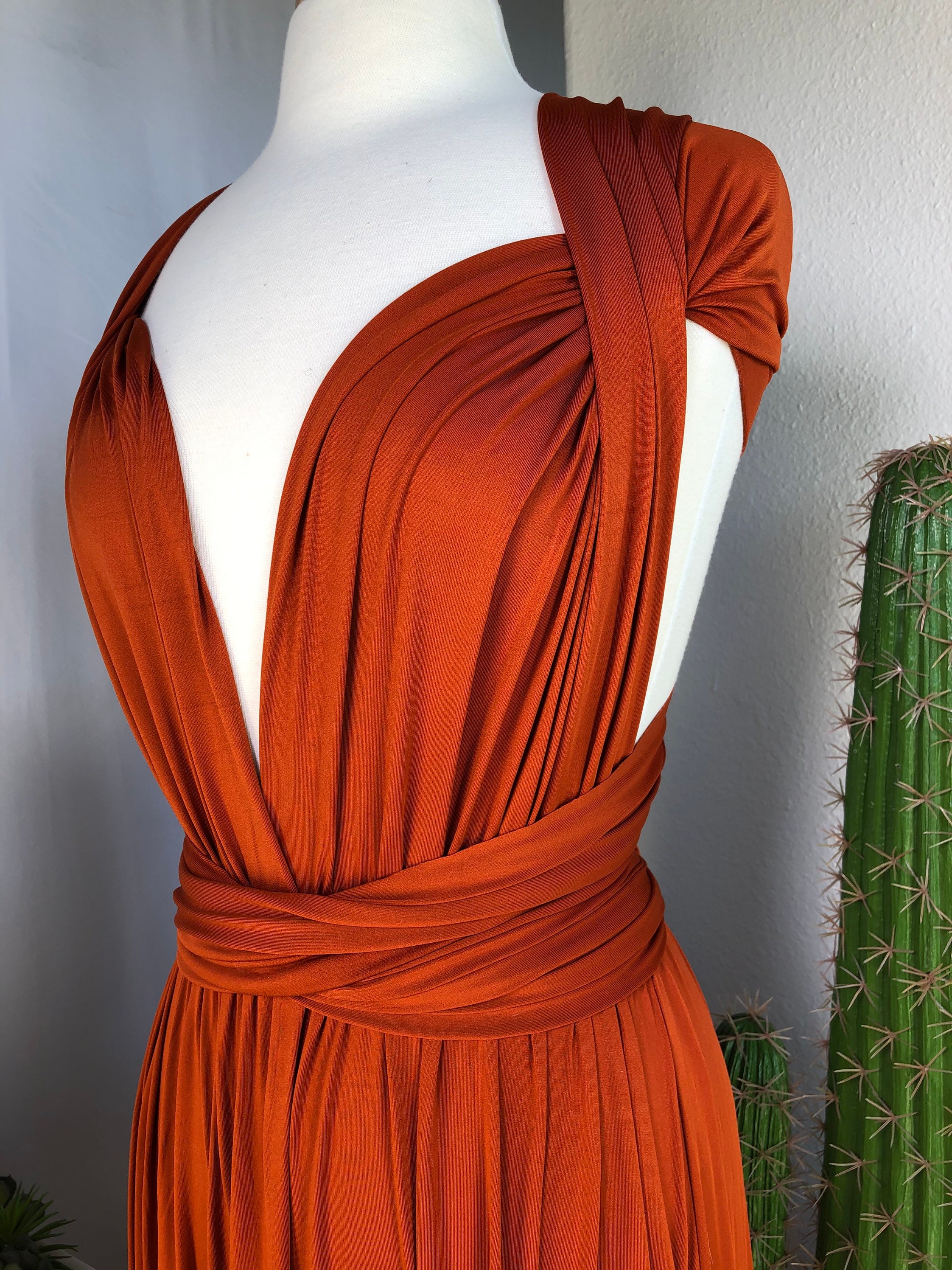 BURNT ORANGE Bridesmaid Dress/ CUSTOM LeNGTHS/ Convertible Dress