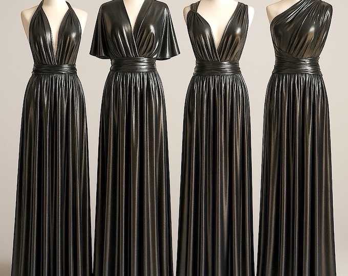 GUNMETAL METALLIC Goddess Bridesmaid Dress/ Maxi Dress Metallic / Convertible Dress / Infinity Dress/ Multiway Dress/ Wrap Dress  / Silver