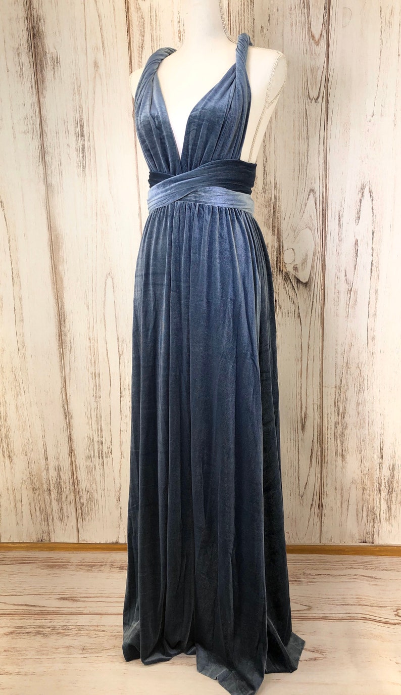 STEEL BLUE VELVET Infinity Dress/ Bridesmaids Dress/ Etsy Canada