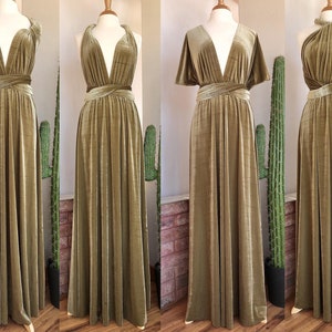 ANTIQUE GOLD VELVET Infinity Dress/ Bridesmaids Dress/ Convertible Dress / Multiway Dress/ Multiway Wrap Dress / Velvet Bridesmaids Dress image 1