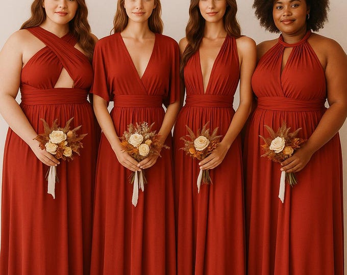 RUST Bridesmaid Dress/ CUSTOM LeNGTHS/ Convertible Dress / Infinity Dress/ Multiway Dress/  Multi Wrap Dress / Plus Size / Petite