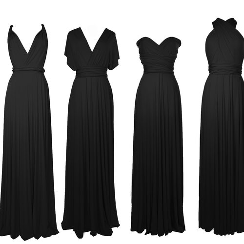 BLACK Bridesmaid Dress/ CUSTOM Lengths/ Convertible Dress / Etsy