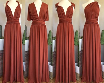 Robe de demoiselle d'honneur TERRACOTTA / longueurs personnalisées / robe convertible / robe infini / robe multivoies / robe multi portefeuille / grande taille / petite