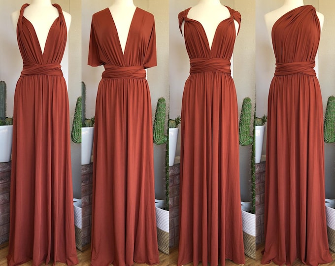 TERRACOTTA Bridesmaid Dress/ CUSTOM LeNGTHS/ Convertible Dress / Infinity Dress/ Multiway Dress/  Multi Wrap Dress / Plus Size / Petite