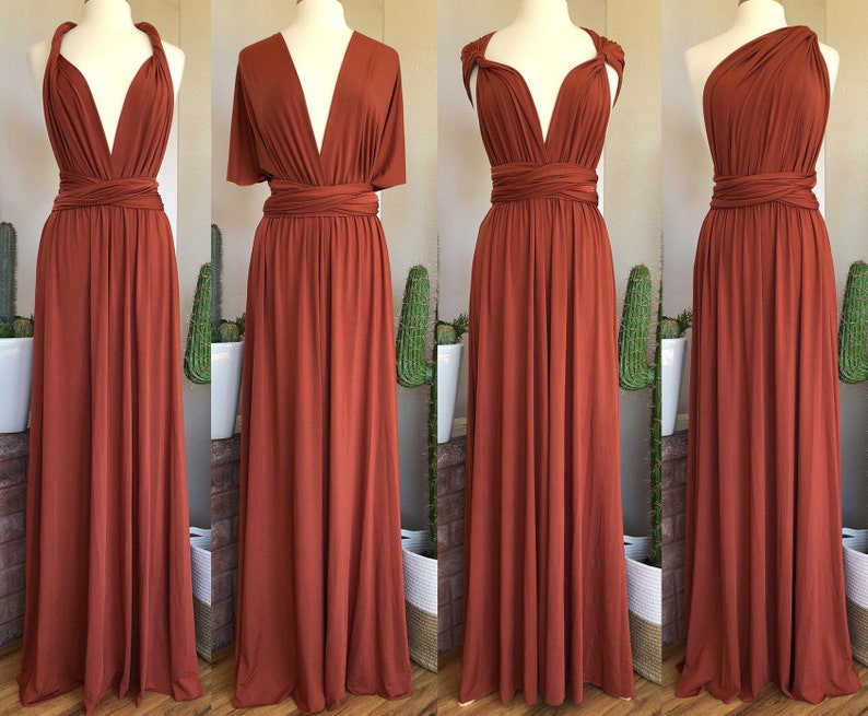 TERRACOTTA Bridesmaid Dress/ CUSTOM LeNGTHS/ Convertible Dress / Infinity Dress/ Multiway Dress/ Multi Wrap Dress / Plus Size / Petite imagem 1