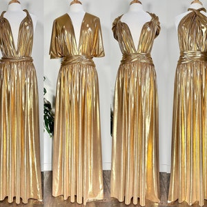 GOLD METALLIC Goddess Bridesmaid Dress/ Maxi Dress Metallic / Convertible Dress / Infinity Dress/ Multiway Dress/ Wrap Dress  / Golden