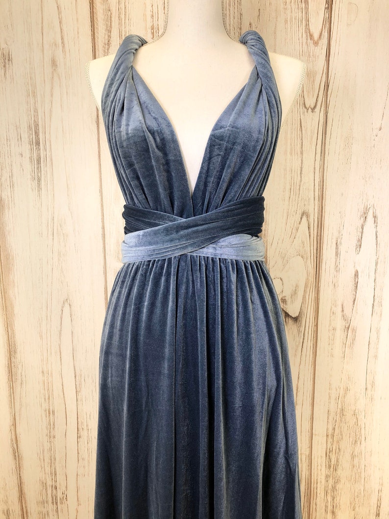 STEEL BLUE VELVET Infinity Dress/ Bridesmaids Dress/ Etsy Canada