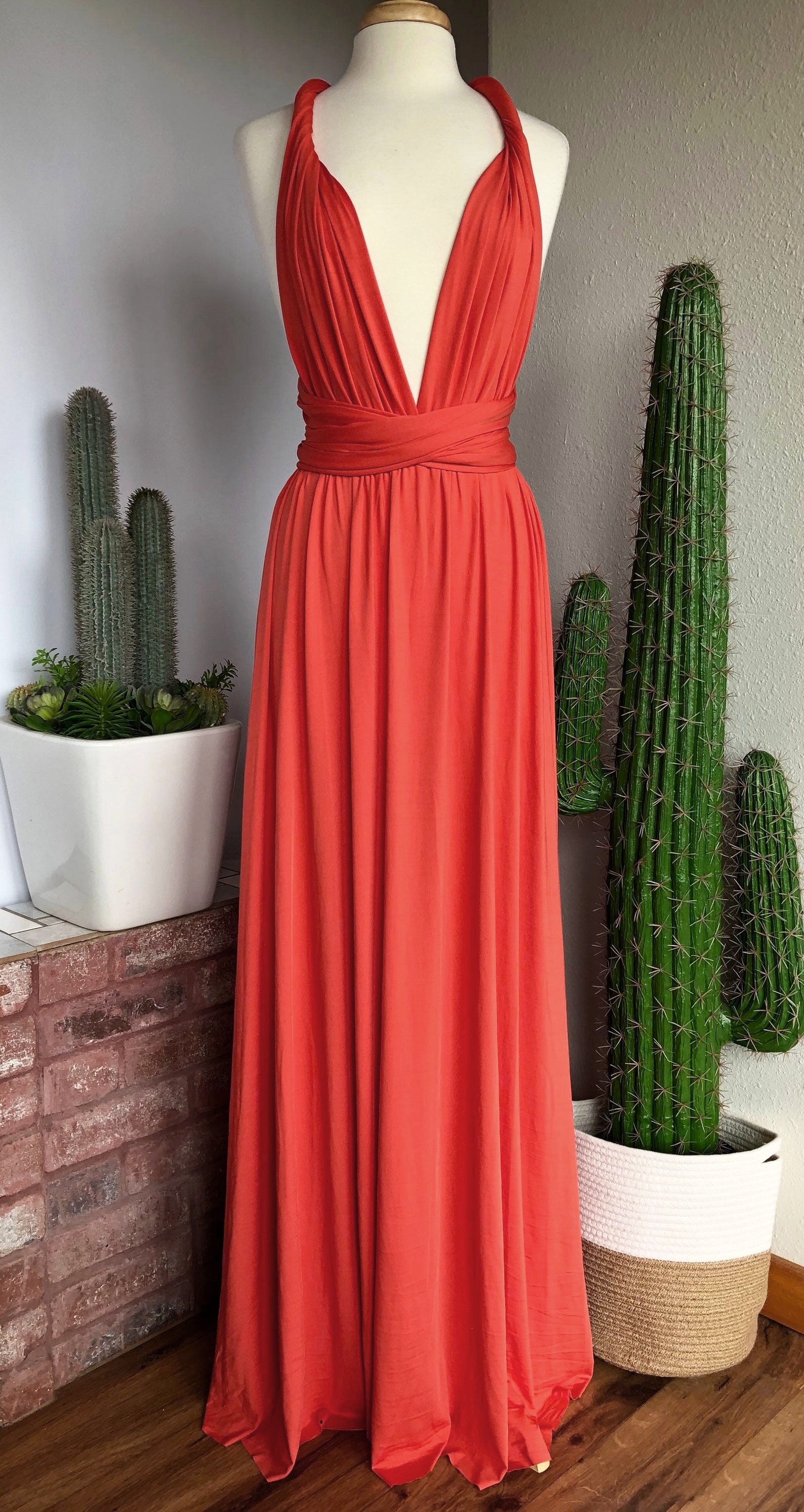 coral multiway dress