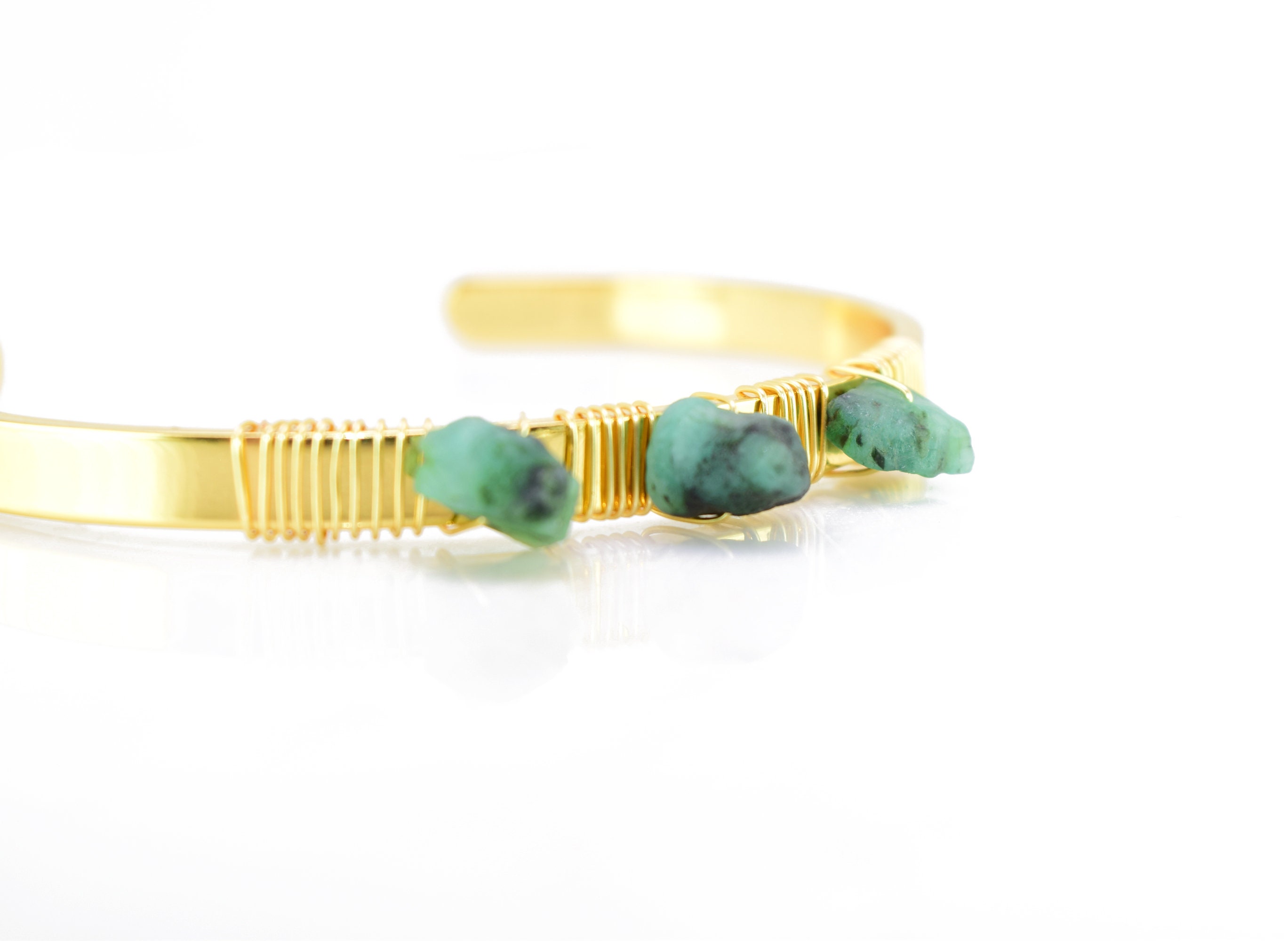 Raw EMERALD Cuff Bracelet // Rough Emerald cuff/ May Birthstone ...