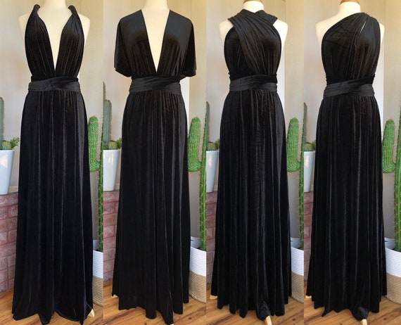 BLACK VELVET Infinity Dress/ Bridesmaids Dress/ Convertible Dress / Multiway Dress/ Multiway Wrap Dress / Velvet Bridesmaids Dress