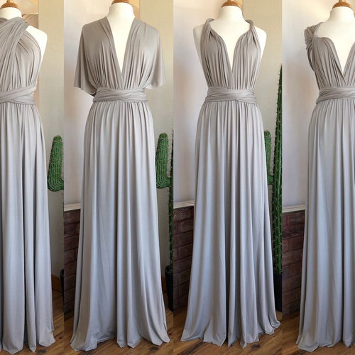 SILVER Bridesmaid Dress/ CUSTOM Lengths 