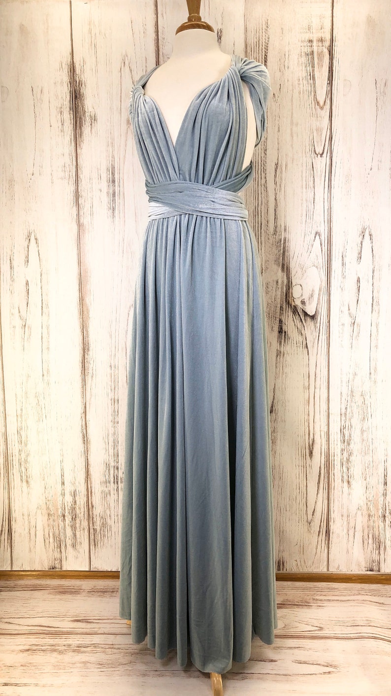 ICE BLUE VELVET Infinity Dress/ Bridesmaids Dress/ Convertible Dress / Multiway Dress/ Multiway Wrap Dress / Velvet Bridesmaids Dress image 7