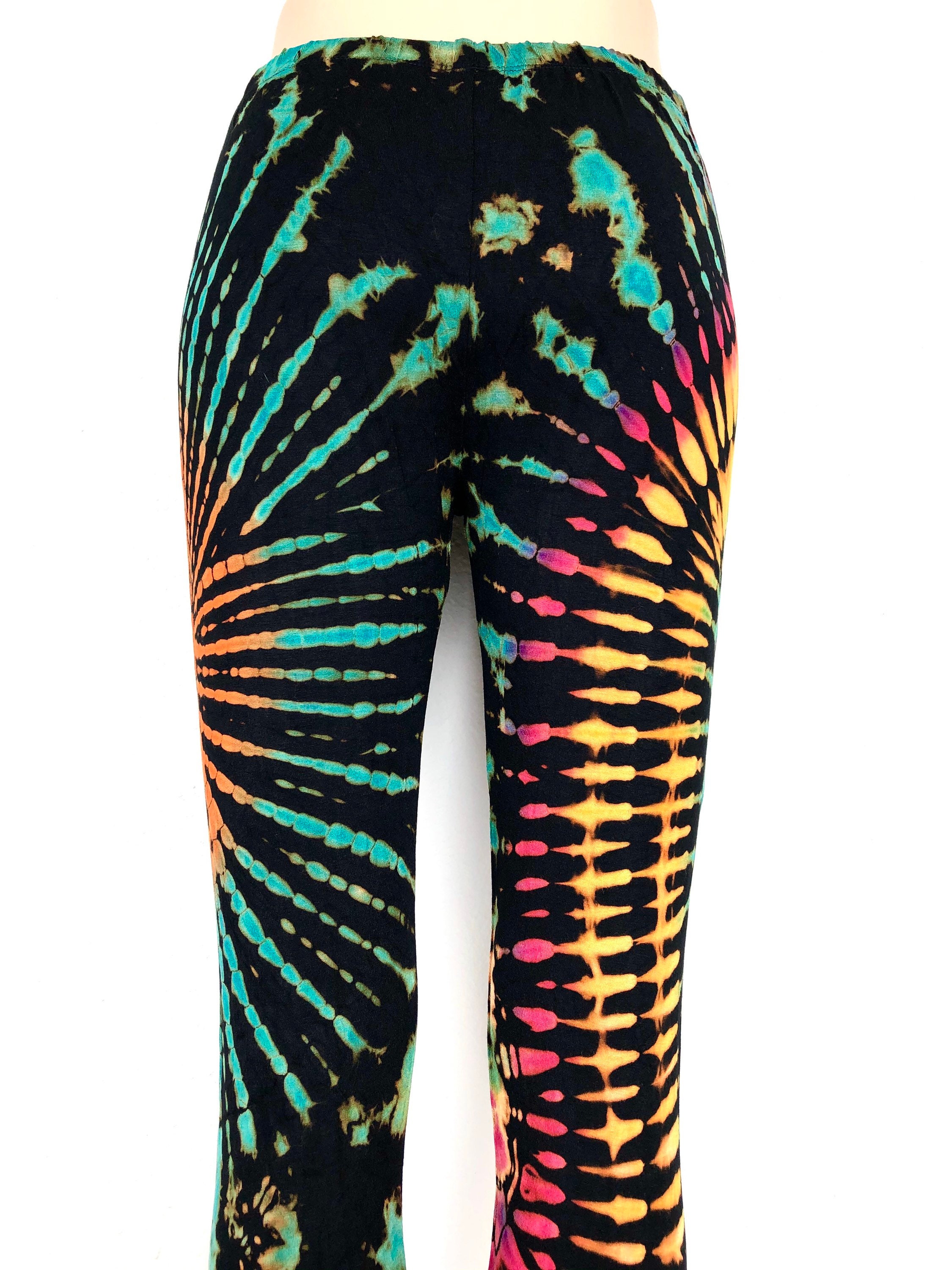 BLACK RAINBOW Tie Die Leggings/ Tie Dye Pants / One of a Kind / Hand