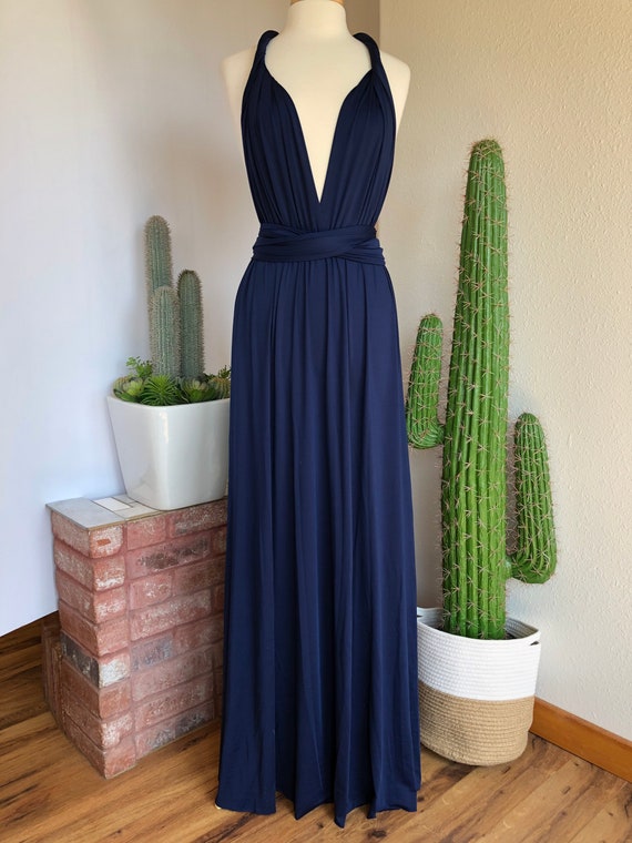 NAVY Bridesmaid Dress/ CUSTOM LENGTHS/ Convertible Dress