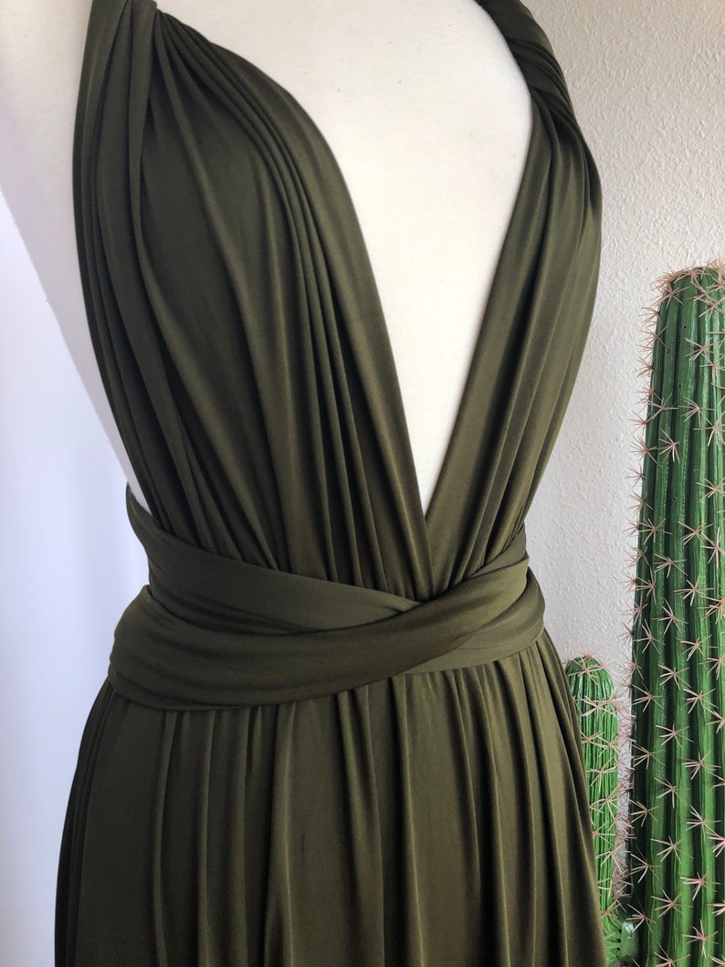 DARK OLIVE GREEN Bridesmaid Dress/ Custom Length / Convertible Dress / Infinity Dress/ Multiway Dress/ Multi Wrap Dress / Plus Size / image 6