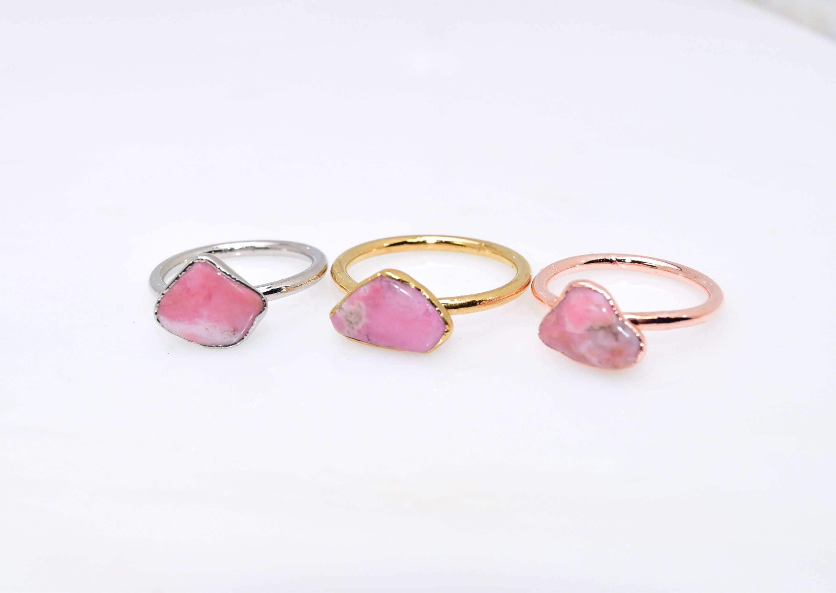 Raw RHODONITE Ring // Rhodonite ring / Gold Ring/ Silver ring / Pink ...
