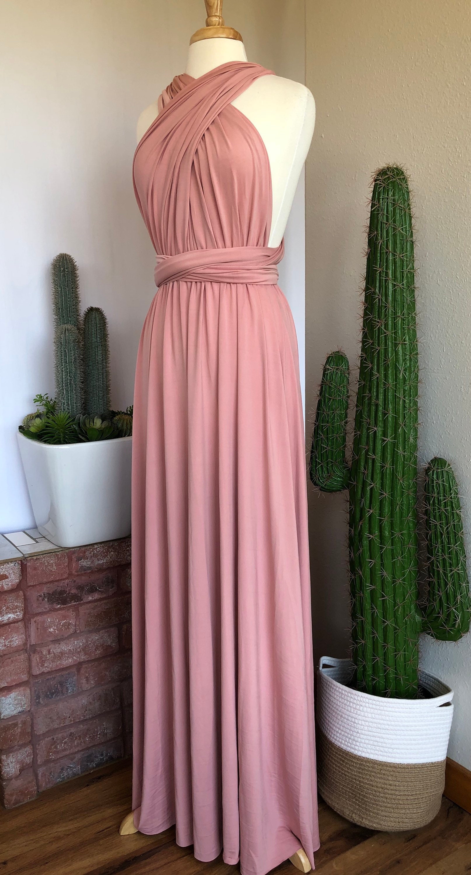 PINK CHAMPAGNE Bridesmaid Dress/ Custom Length / Convertible Dress