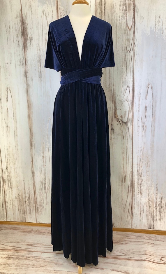 Navy Blue VELVET Infinity Dress/ Bridesmaids Dress/ Convertible Dress / Multiway Dress/ Multiway Wrap Dress / Velvet Bridesmaids Dress