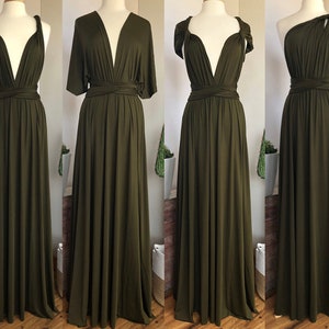 DARK OLIVE GREEN Bridesmaid Dress/ Custom Length / Convertible Dress / Infinity Dress/ Multiway Dress/  Multi Wrap Dress / Plus Size /