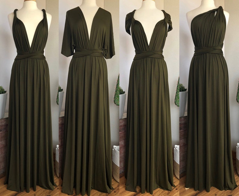 DARK OLIVE GREEN Bridesmaid Dress/ Custom Length / Convertible Dress / Infinity Dress/ Multiway Dress/ Multi Wrap Dress / Plus Size / image 1