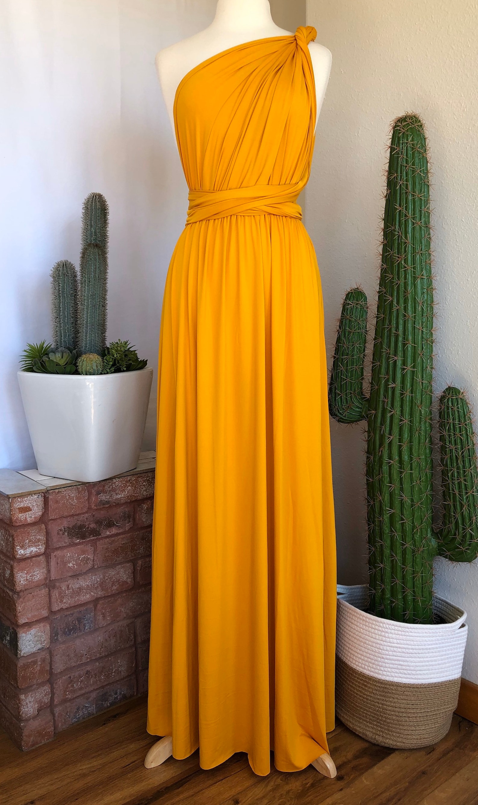 MUSTARD Bridesmaid Dress/ CUSTOM LENGTHS/ Convertible Dress / Etsy