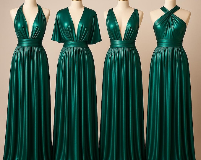 EMERALD METALLIC Goddess Bridesmaid Dress/ Maxi Dress Metallic / Convertible Dress / Infinity Dress/ Multiway Dress/ Wrap Dress  / Green