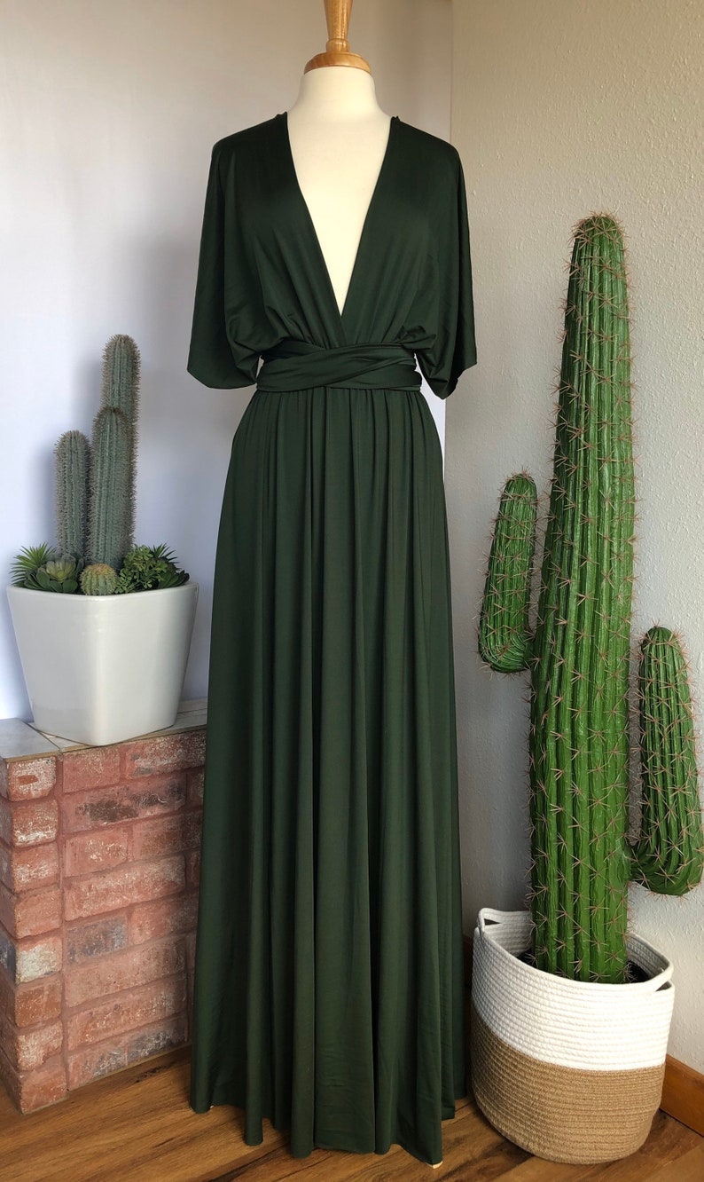 FOREST GREEN Bridesmaid Dress/ CUSTOM LeNGTHS/ Convertible Etsy