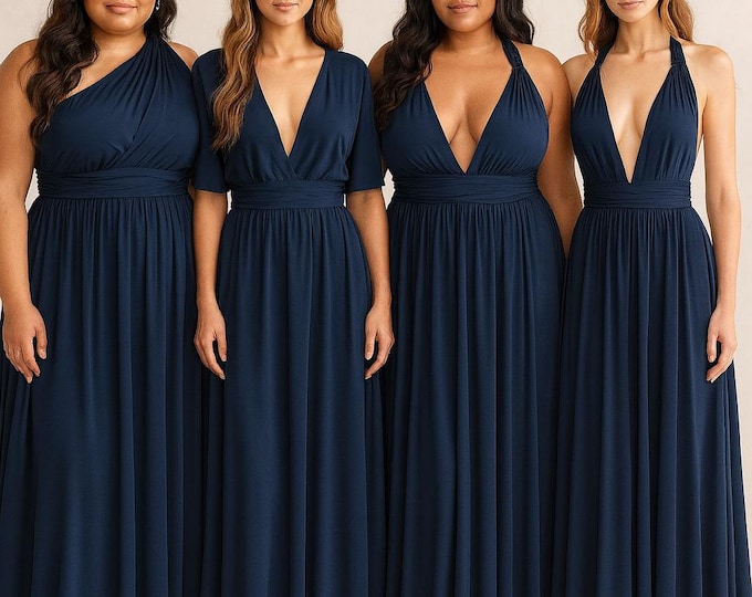NAVY Bridesmaid Dress/ CUSTOM LENGTHS/ Convertible Dress /  Infinity Dress/ Multiway Dress/  Multi Wrap Dress /  Plus Size / Petite /