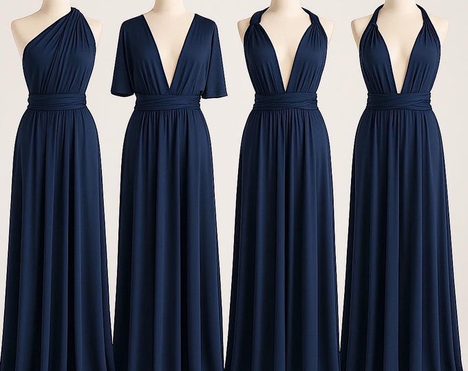 NAVY Bridesmaid Dress/ CUSTOM LENGTHS/ Convertible Dress /  Infinity Dress/ Multiway Dress/  Multi Wrap Dress /  Plus Size / Petite /