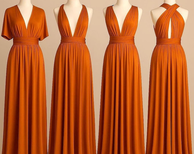 BURNT ORANGE Bridesmaid Dress/ CUSTOM LeNGTHS/ Convertible Dress / Infinity Dress/ Multiway Dress/  Multi Wrap Dress / Plus Size / Petite