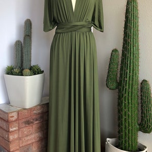 LIGHT OLIVE GREEN Bridesmaid Dress/ Custom Length / Convertible Dress / Infinity Dress/ Multiway Dress/ Multi Wrap Dress / Plus Size / image 4