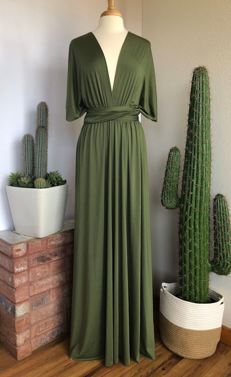 LIGHT OLIVE GREEN Bridesmaid Dress/ Custom Length / Convertible Dress / Infinity Dress/ Multiway Dress/ Multi Wrap Dress / Plus Size / image 4