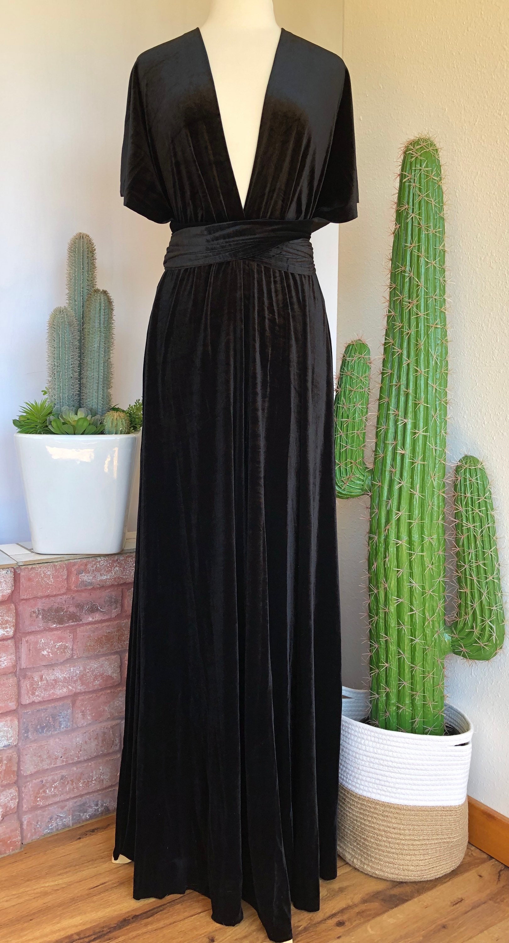 BLACK VELVET Infinity Dress/ Bridesmaids Dress/ Convertible Etsy