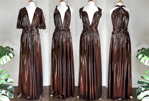 BRONZE METALLIC Goddess Bridesmaid Dress/ Maxi Dress Metallic / Convertible Dress / Infinity Dress/ Multiway Dress/ Wrap Dress  / Brown