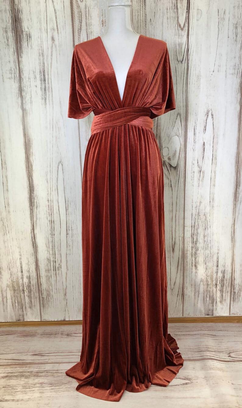 RUST VELVET Infinity Dress Bridesmaids Dress Convertible Dress