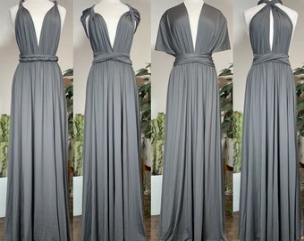 MERCURY Bridesmaid Dress/ CUSTOM/ Convertible Dress / Infinity Dress/ Multiway Dress/  Multi Wrap Dress /  Plus Size / Tall / Charcoal Gray