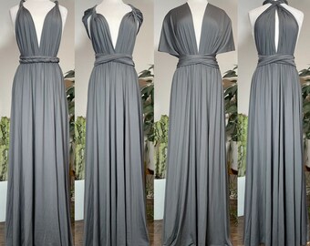 MERCURY Brautjungfer Kleid / CUSTOM / Cabrio Kleid / Infinity Kleid / Multiway Kleid / Multi Wickelkleid / Plus Size / Tall / Charcoal Grey