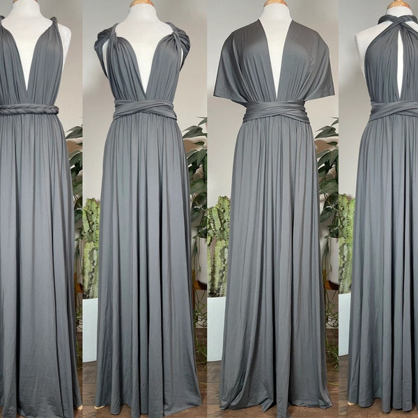 MERCURY Bridesmaid Dress/ CUSTOM/ Convertible Dress / Infinity Dress/ Multiway Dress/  Multi Wrap Dress /  Plus Size / Tall / Charcoal Gray