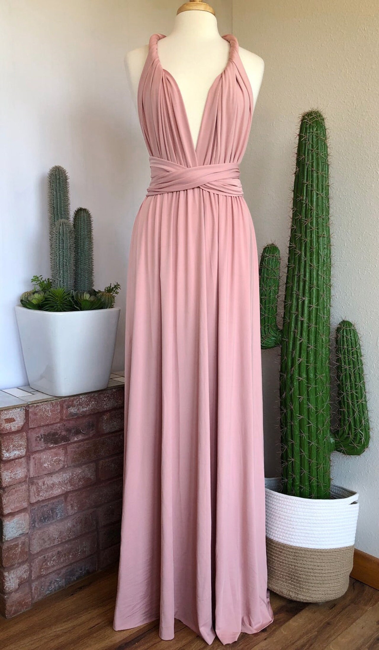 PINK CHAMPAGNE Bridesmaid Dress/ Custom Length / Convertible Dress
