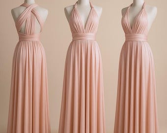 PINK CHAMPAGNE VELVET Infinity Dress/ Bridesmaids Dress/ Convertible Dress / Multiway Dress/ Multiway Wrap Dress / Velvet Bridesmaids Dress