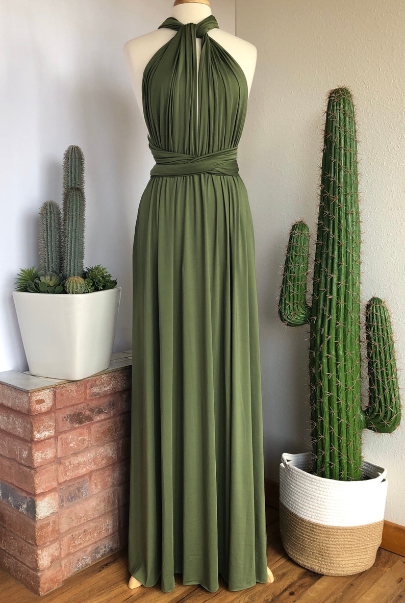 LIGHT OLIVE GREEN Bridesmaid Dress/ Custom Length / Convertible Dress / Infinity Dress/ Multiway Dress/ Multi Wrap Dress / Plus Size / image 5