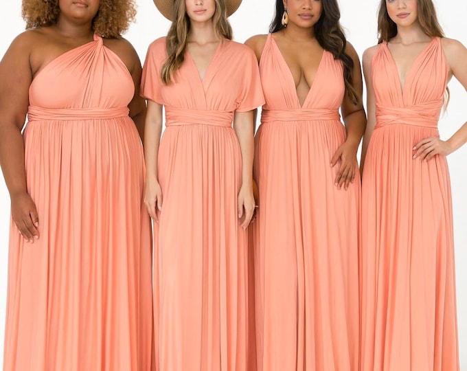 BLUSHING CORAL Bridesmaid Dress / CUSTOM/ Convertible Dress / Infinity Dress/ Multiway Dress/  Multi Wrap Dress /  Plus Size / Petite/ Tall