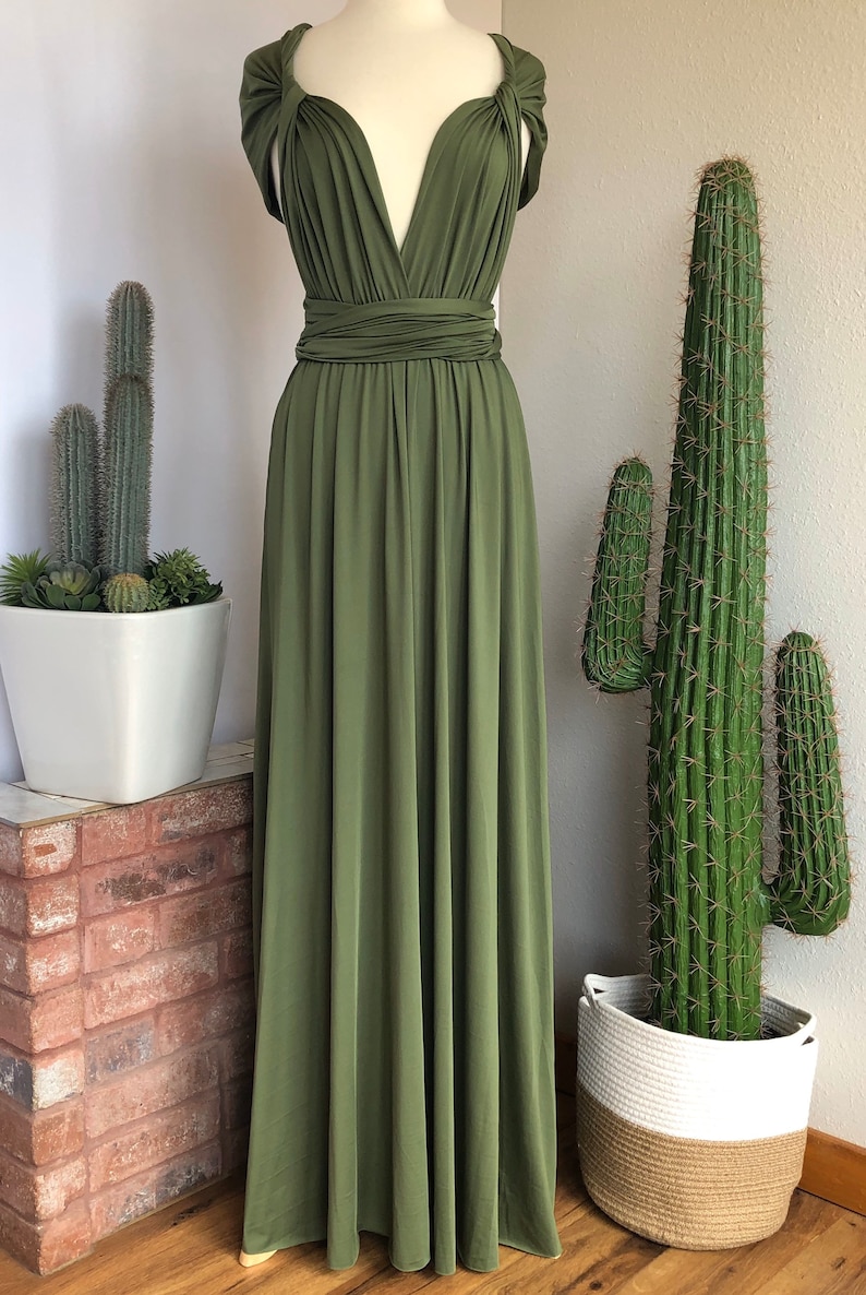 LIGHT OLIVE GREEN Bridesmaid Dress/ Custom Length / Convertible Dress / Infinity Dress/ Multiway Dress/ Multi Wrap Dress / Plus Size / image 2