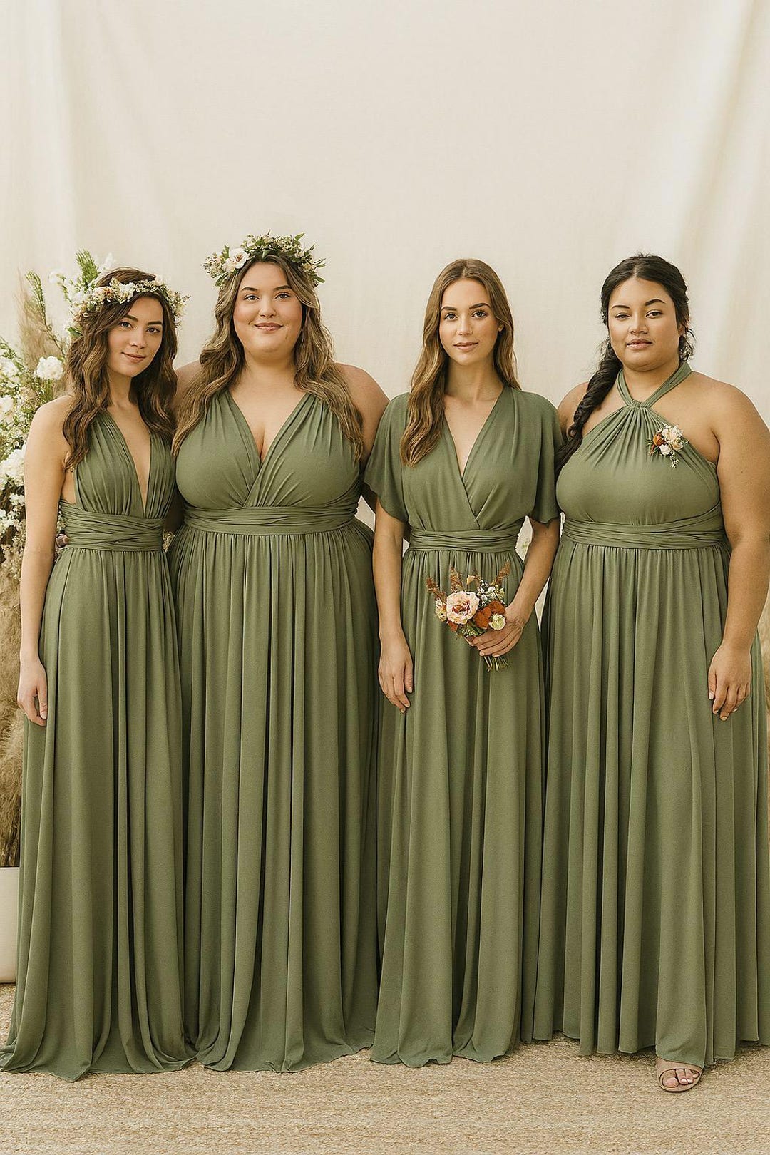 bridesmaid dresses eucalyptus color Plus Size Sleeveless V-Neck A-Line Floor Length Bridesmaid Dress with  Appliques