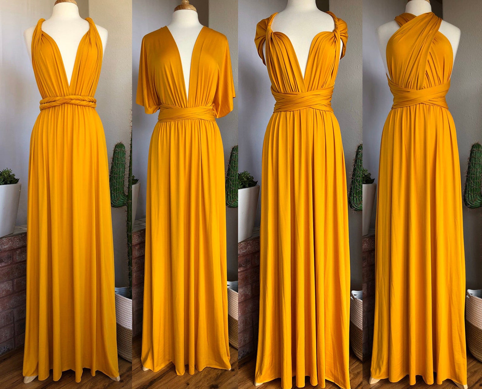 MUSTARD Bridesmaid Dress/ CUSTOM LENGTHS/ Convertible Dress / Etsy