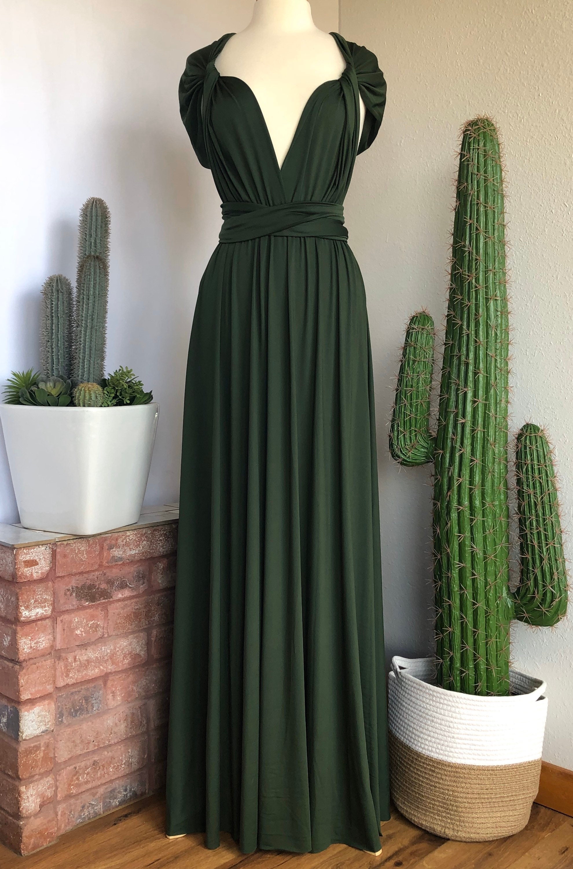Forest Green Bridesmaid Dress Custom Lengths Convertible Dress