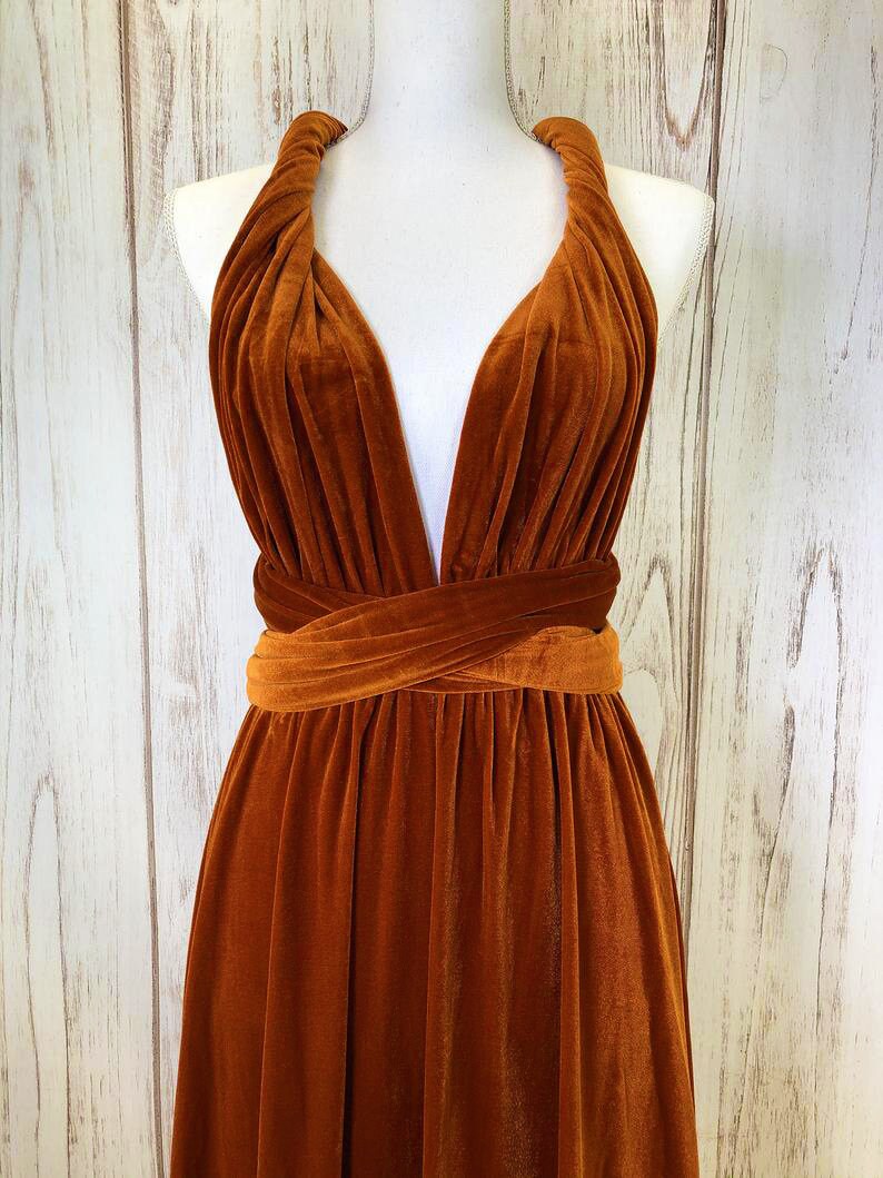 BURNT ORANGE VELVET Infinity Dress/ Bridesmaids Dress/ Etsy Canada