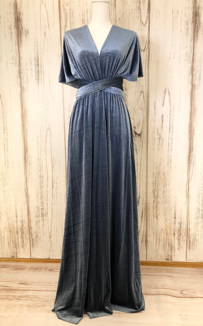 STEEL BLUE VELVET Infinity Dress/ Bridesmaids Dress/ Etsy Canada