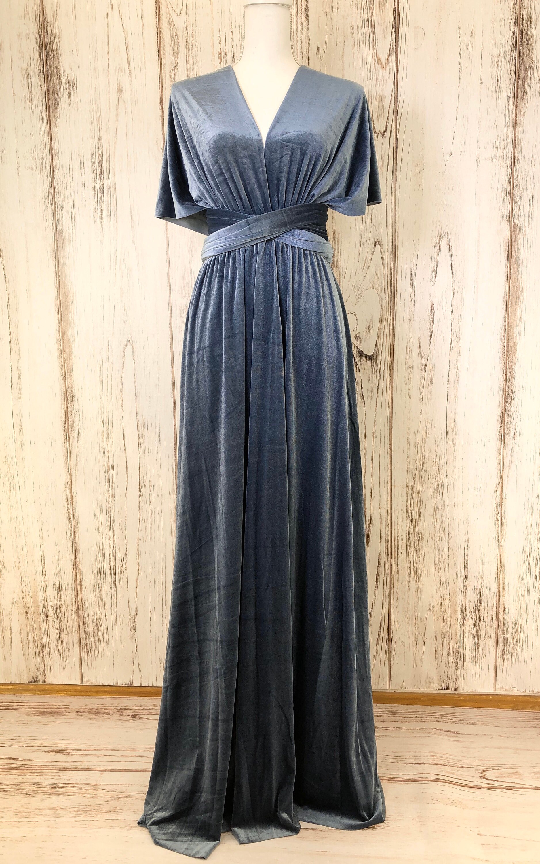 STEEL BLUE VELVET Infinity Dress/ Bridesmaids Dress/ Convertible Dress